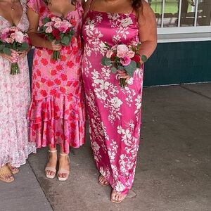 Reformation Pink and White Maxi Occasion Dress